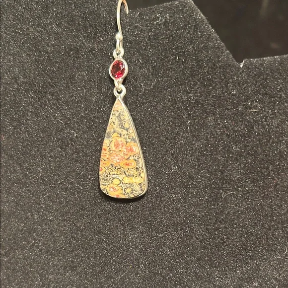 Leopard skin jasper earrings 925 - Picture 4 of 7